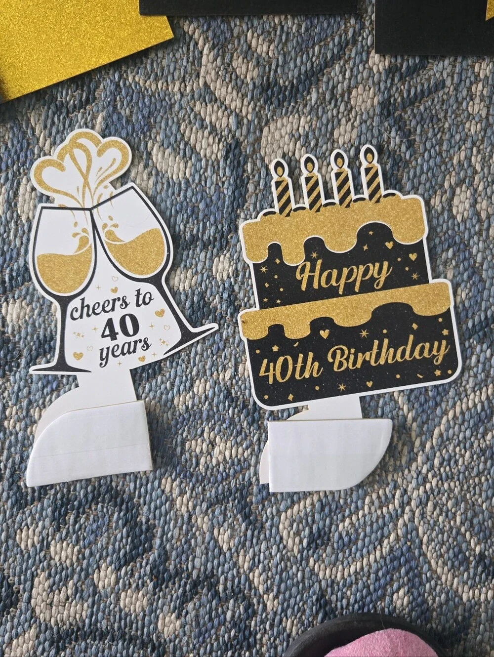 Gold and Black 40th Birthday Party Decorations - Cheers to 40